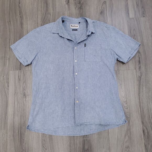 Barbour Other - Barbour Linen Button Down Shirt Mens M Blue Short Sleeve Business Casual Coastal